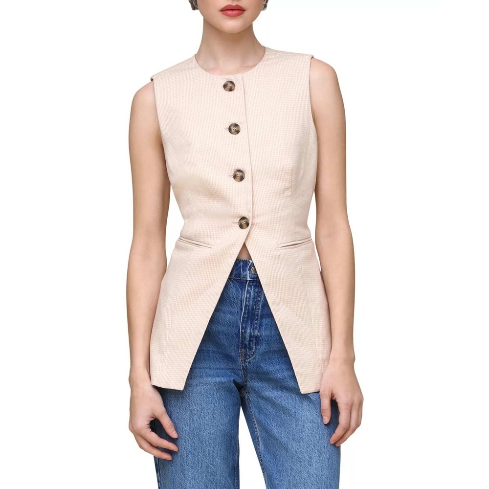 Bagatelle Longline Linen Blend Vest Size Medium